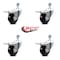 Service Caster 3.5 Inch Hard Rubber 1/2 Inch Threaded Stem Caster Set with Total Lock Brake SCC SCC-TSTTL20S3514-HRS-121315-4 - alternate 3